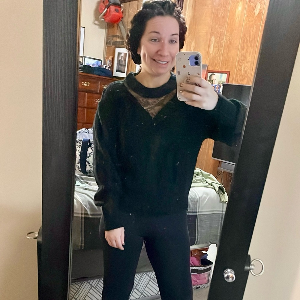 NWT Express Black lace top sweater